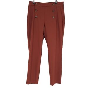 Express Slim Ankle Sailor Dress Pants Terracotta Brown Red High Rise Stretch 10
